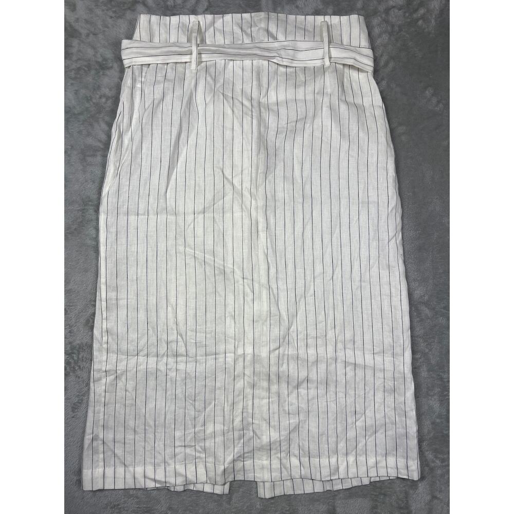 Forever 21 Plus 0x Linen Stripe Midi Skirt Tie Waist Button Front NWT - Picture 7 of 9